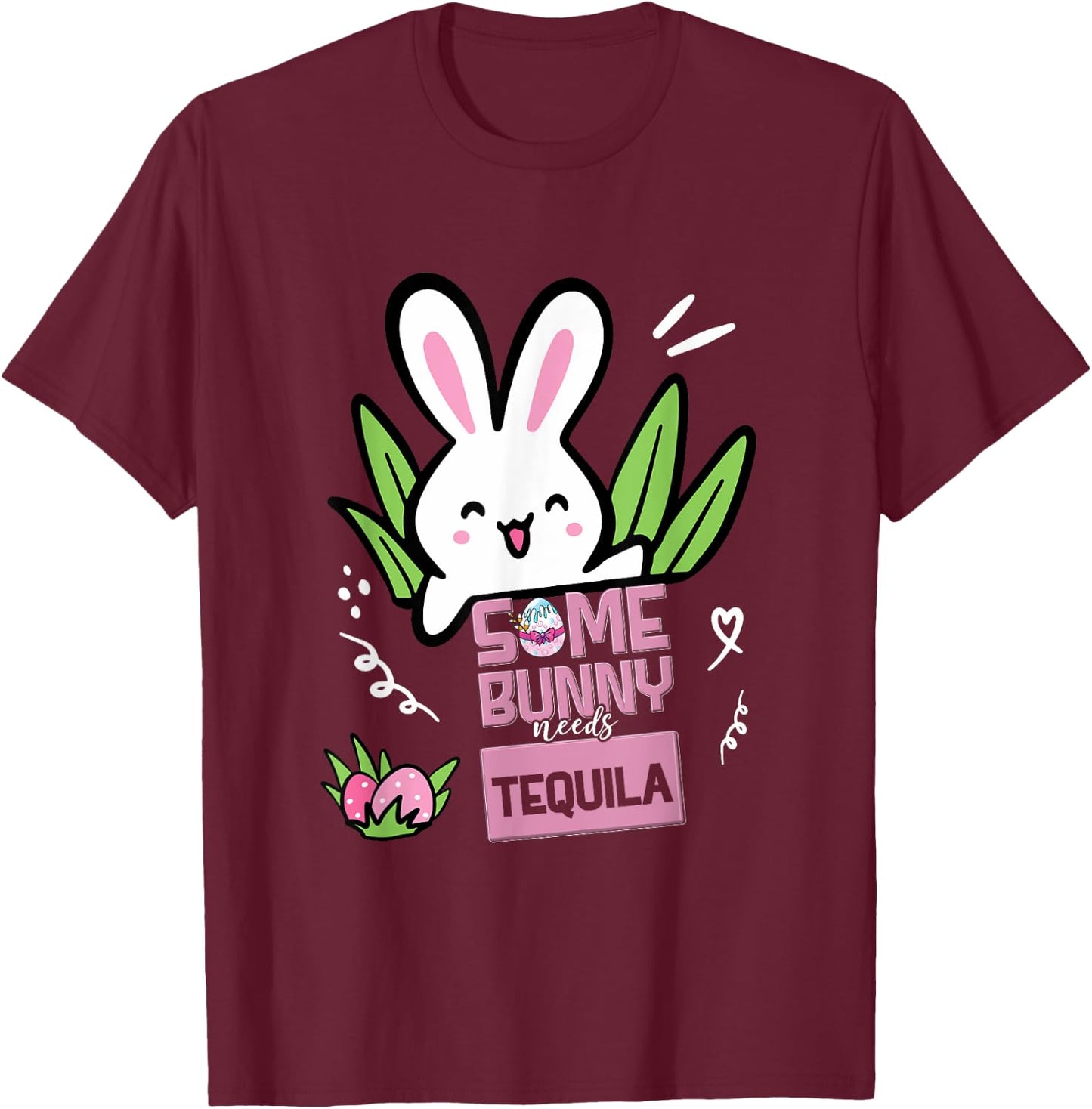 Easter Tequila Drink Rabbit - Funny Some Bunny Needs Coffee T-Shirt - T-Shirt | Maroon