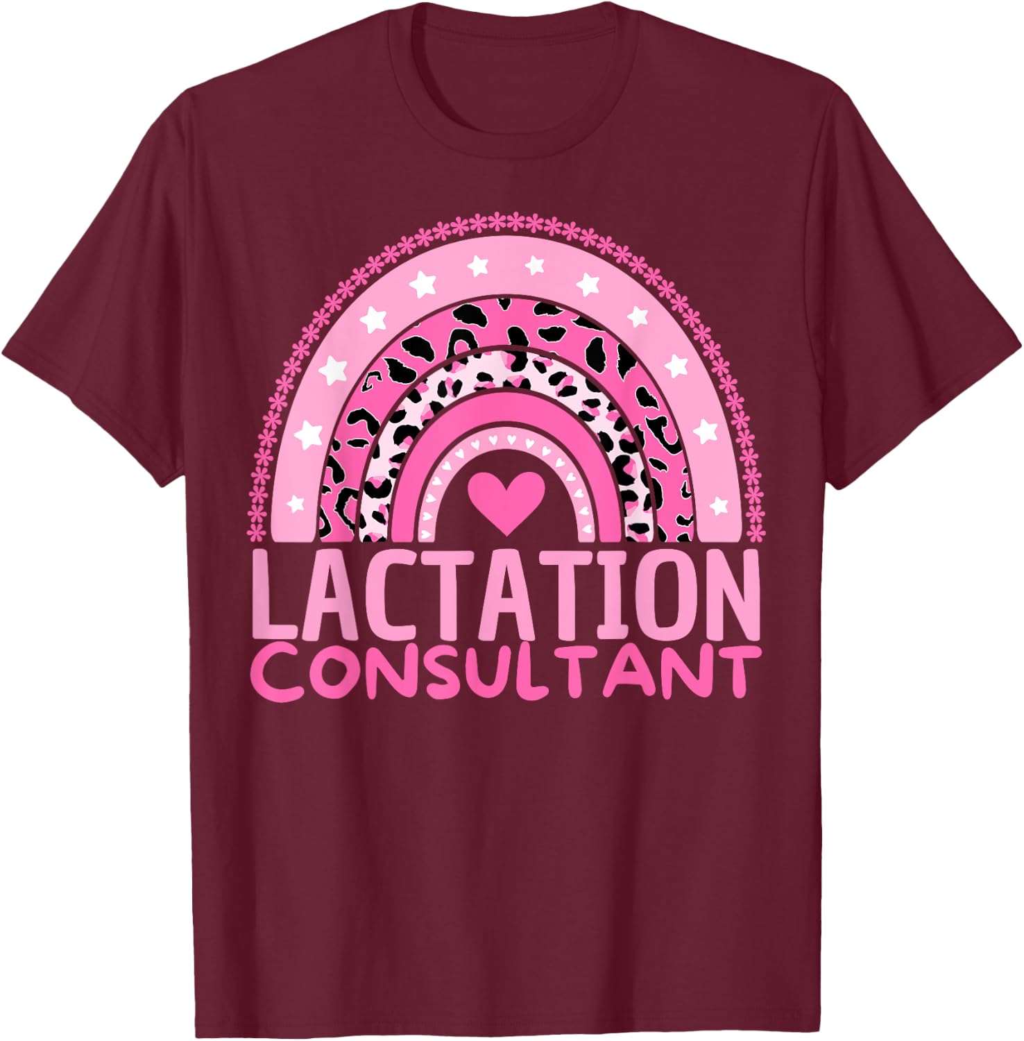 Lactation Consultant Breastfeeding Week Awareness Rainbow T-Shirt - T-Shirt | Maroon