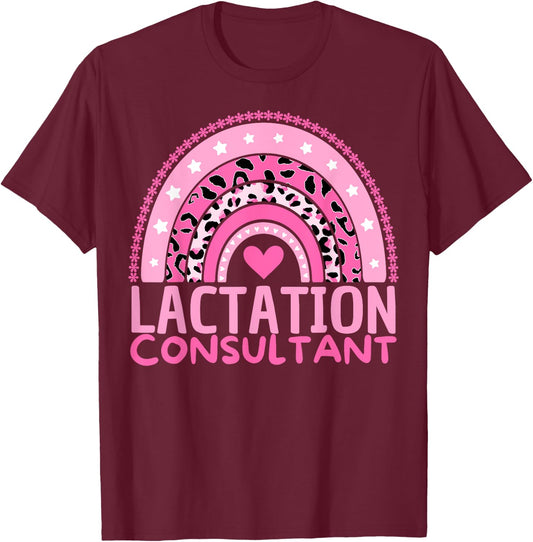Lactation Consultant Breastfeeding Week Awareness Rainbow T-Shirt - T-Shirt | Maroon
