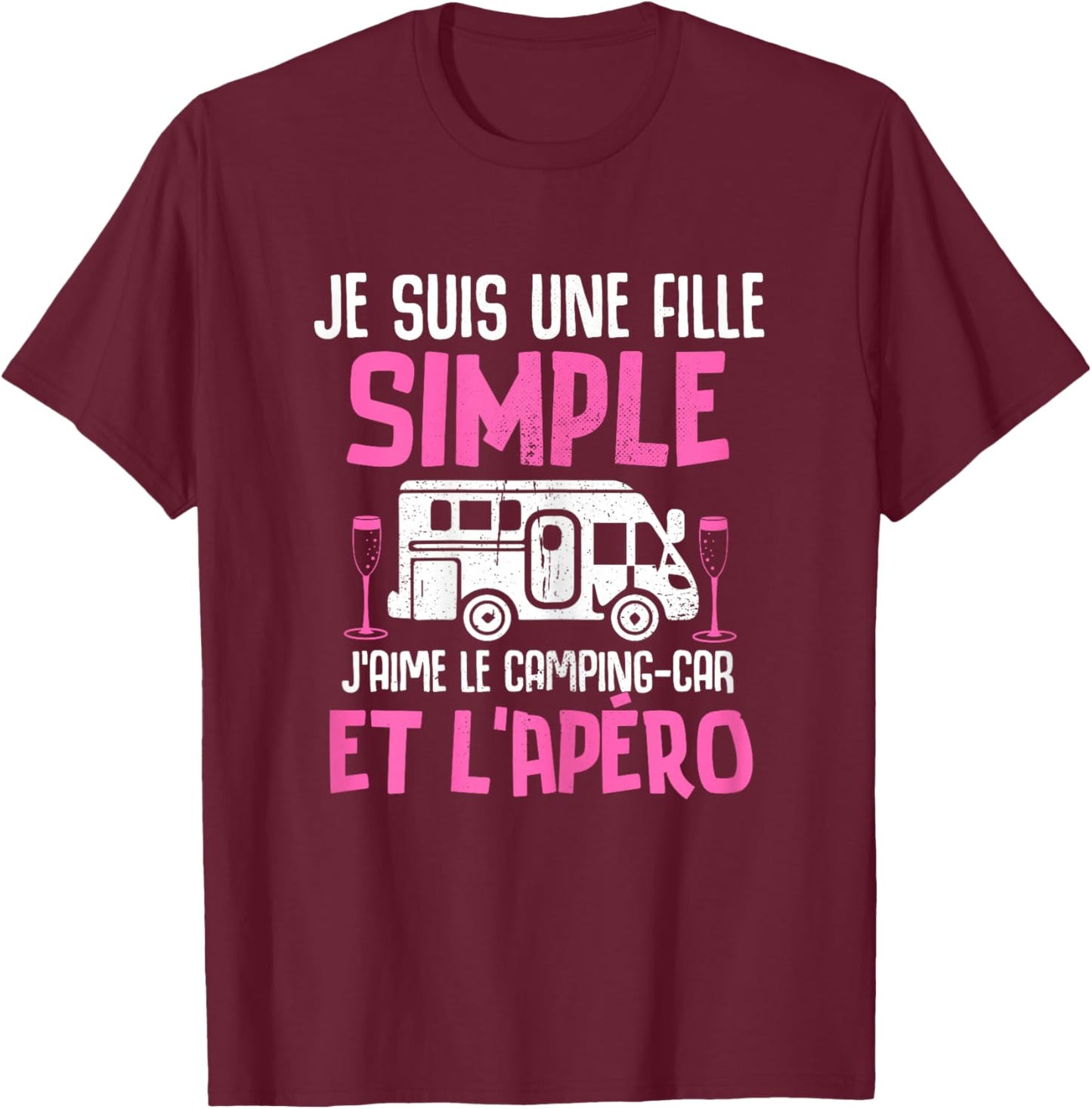 Simple Girl I Love the Camper Aperitif Woman Camper , Black T-Shirt - T-Shirt | Maroon