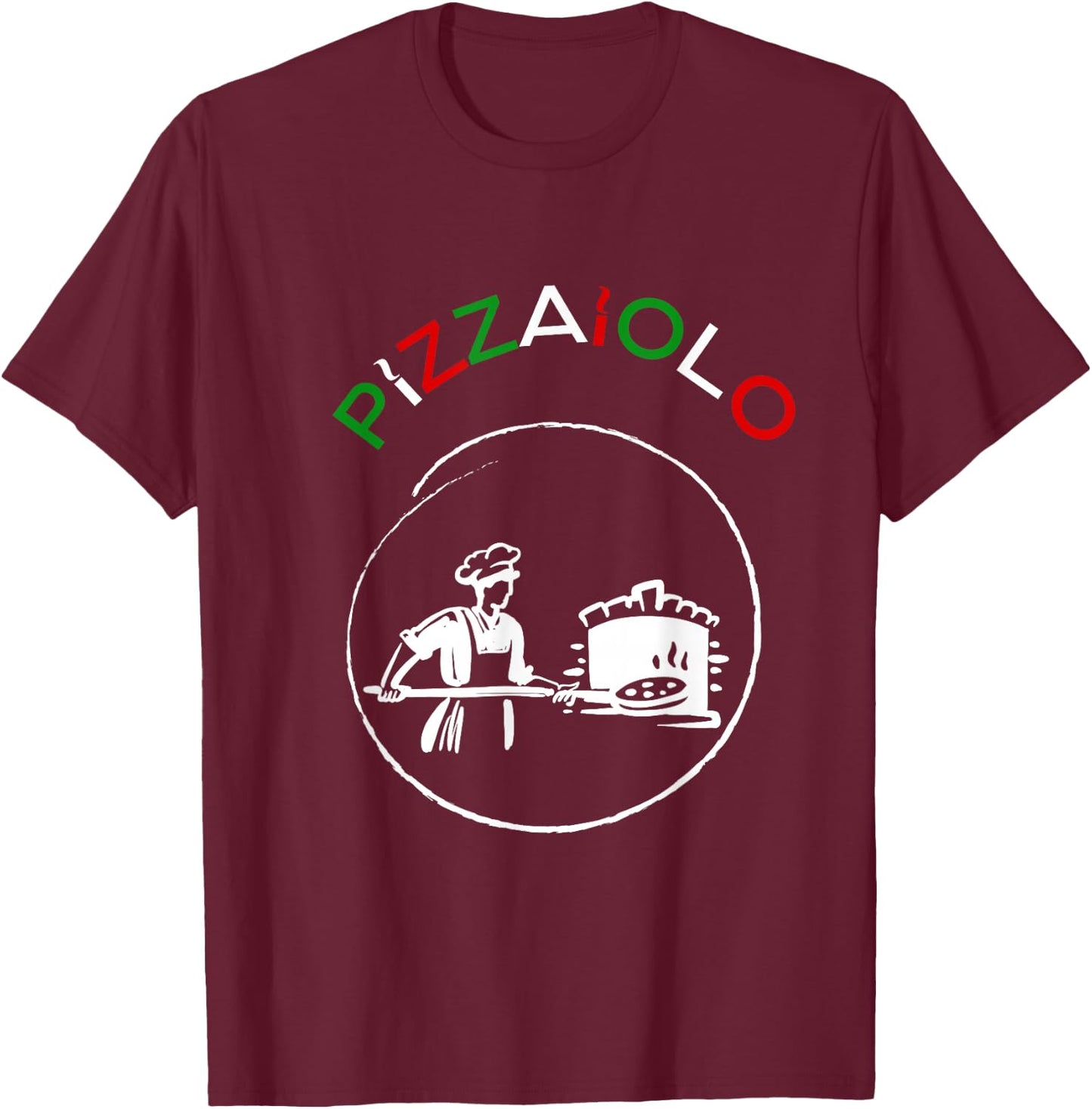 Pizzaiolo with pizzaiolo , Black, S T-Shirt - T-Shirt | Maroon