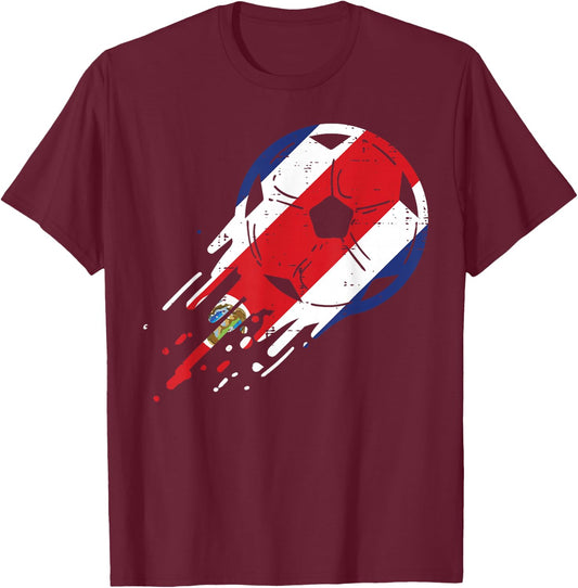 Costa Rica Rican Flag Soccer Football Fan Men Women Kids T-Shirt - T-Shirt | Maroon
