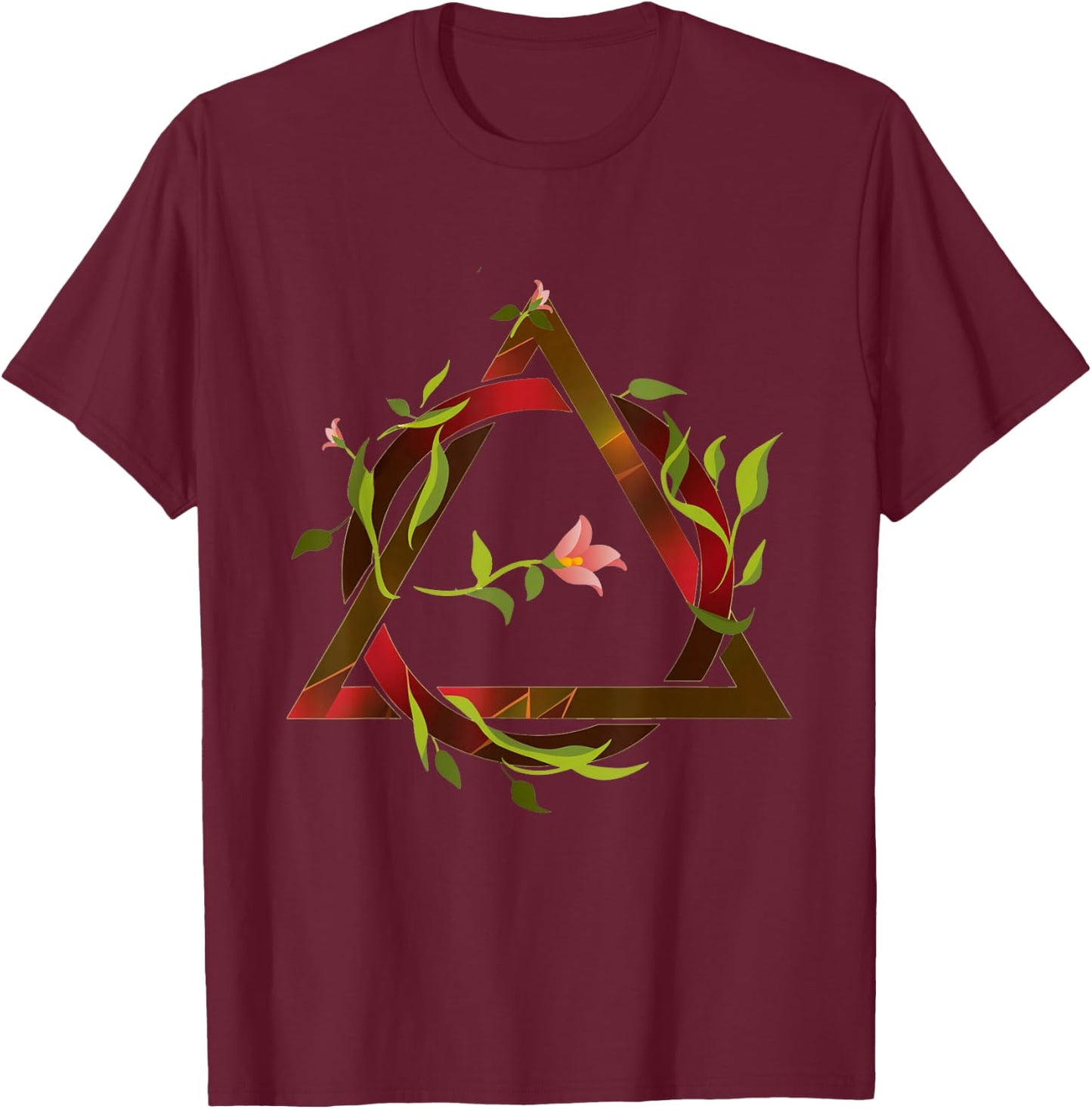 Therian Symbol with Inclusion of Flowers T-Shirt - T-Shirt | Maroon