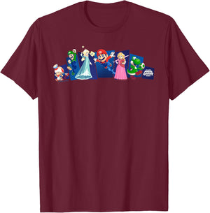 The Super Mario Galaxy Movie Heroes In Action T-Shirt - T-Shirt | Maroon