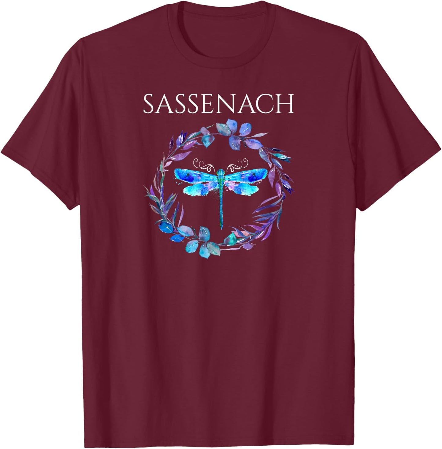 Sassenach Dragonfly Flower Flowers T-Shirt - T-Shirt | Maroon