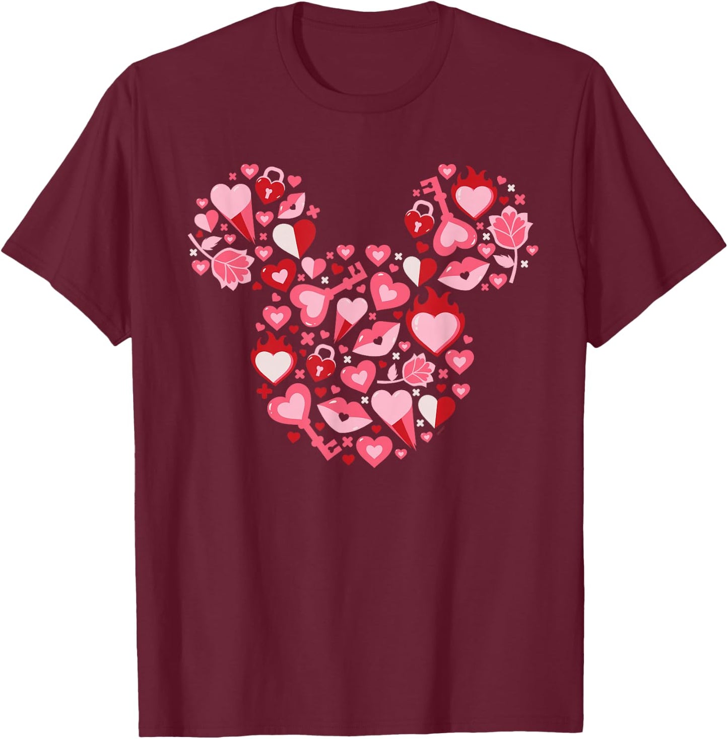 Disney Mickey Mouse Icon Couples Matching Valentine's Day T-Shirt - T-Shirt | Maroon