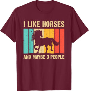 Funny Horse Art Horse Lover Men Women Boys Girls Introvert T-Shirt - T-Shirt | Maroon