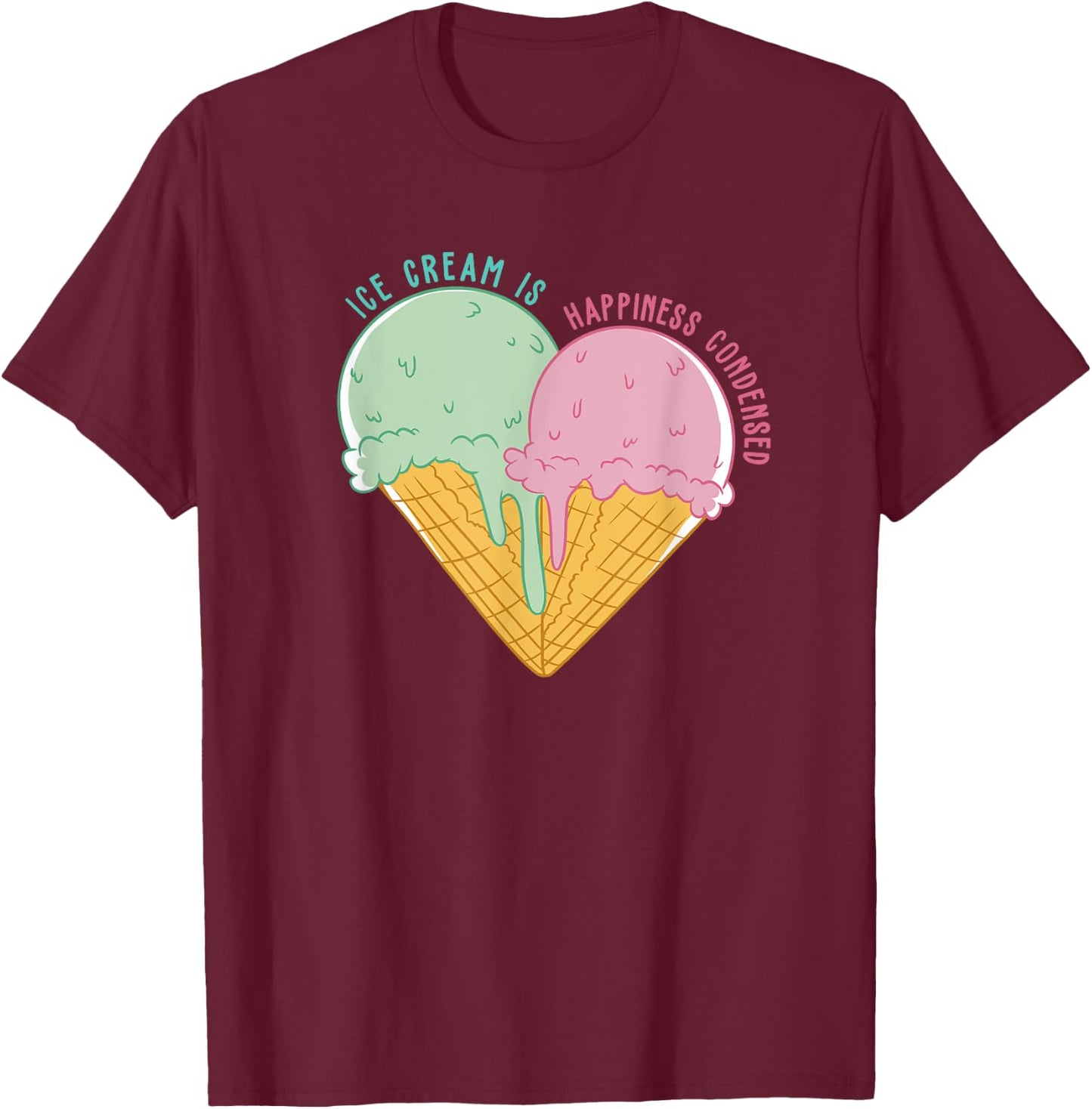 Ice Cream Lucky Charm Summer Ice Cream Lover , black T-Shirt - T-Shirt | Maroon