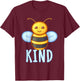 Bee Kind Cute Funny Bumblebee Graphic Women Inspirational T-Shirt - T-Shirt | Maroon