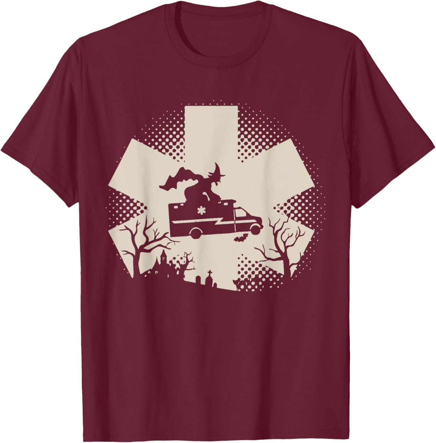 Funny EMT Paramedic EMS Halloween Design T-Shirt - T-Shirt | Maroon