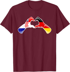 Kroatien Deutschland Flagge - Kroatisch Deutsches Herz T-Shirt - T-Shirt | Maroon