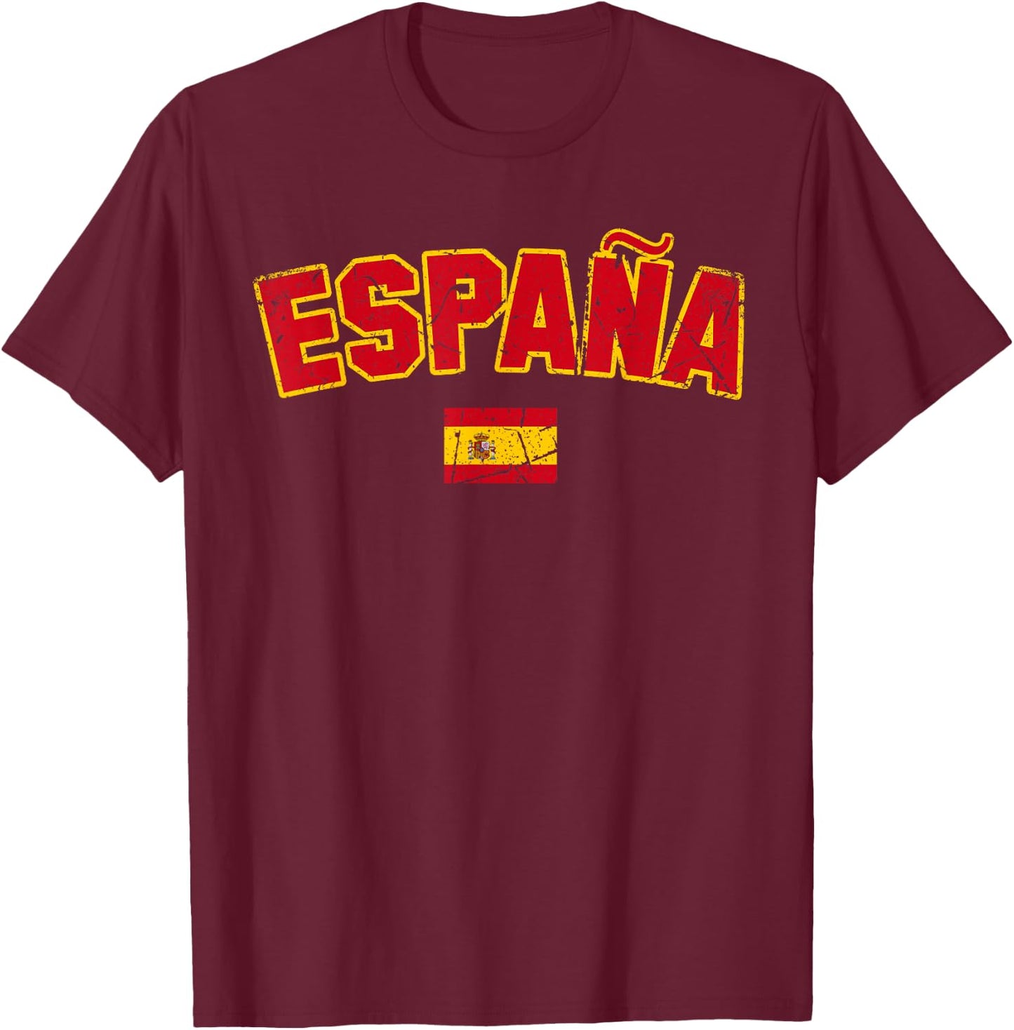 ESPAÑA SPAÑA Flag | Men Women Kids SPAIN , Black, S T-Shirt - T-Shirt | Maroon