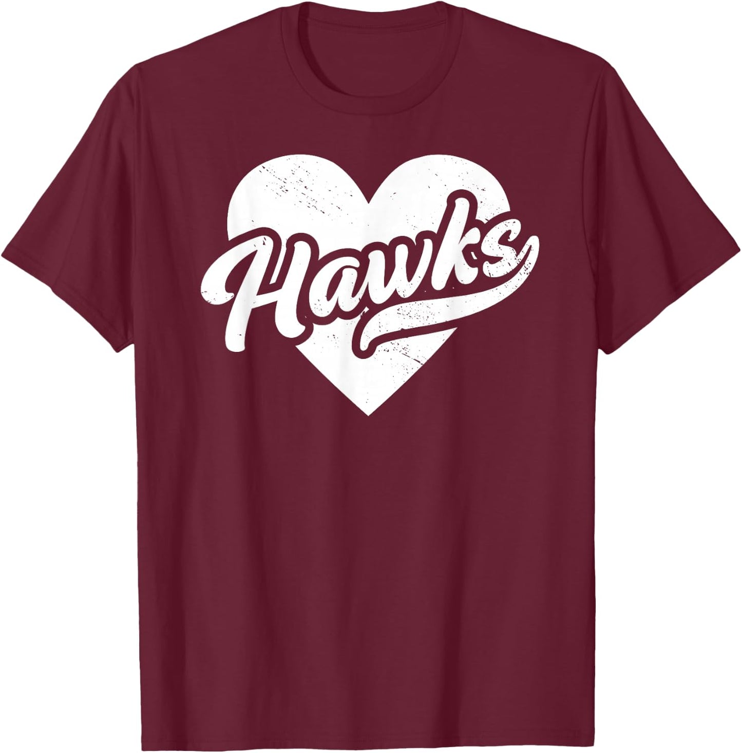 Vintage Hawks School Spirit Go Hawks Love T-Shirt - T-Shirt | Maroon