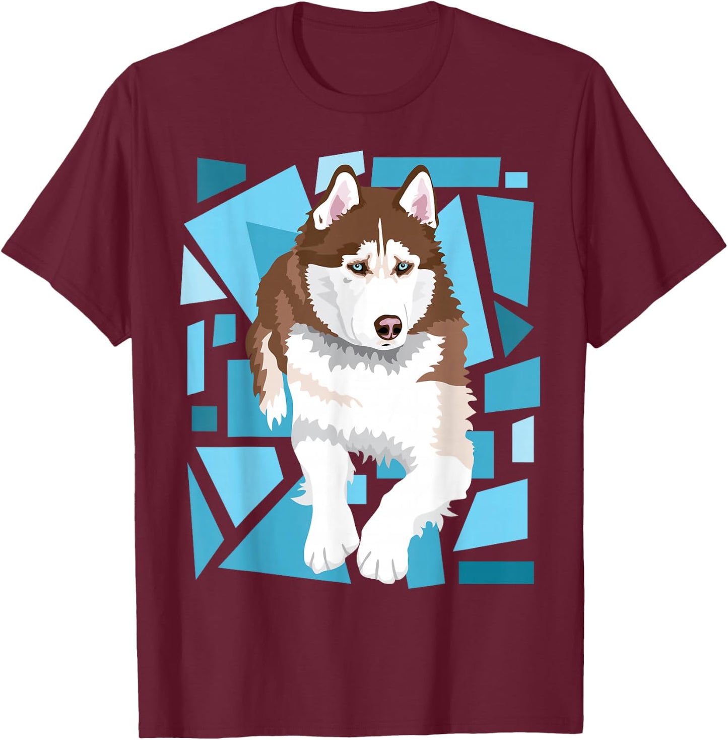 beautiful red brown Siberian Husky with blue eyes T-Shirt - T-Shirt | Maroon