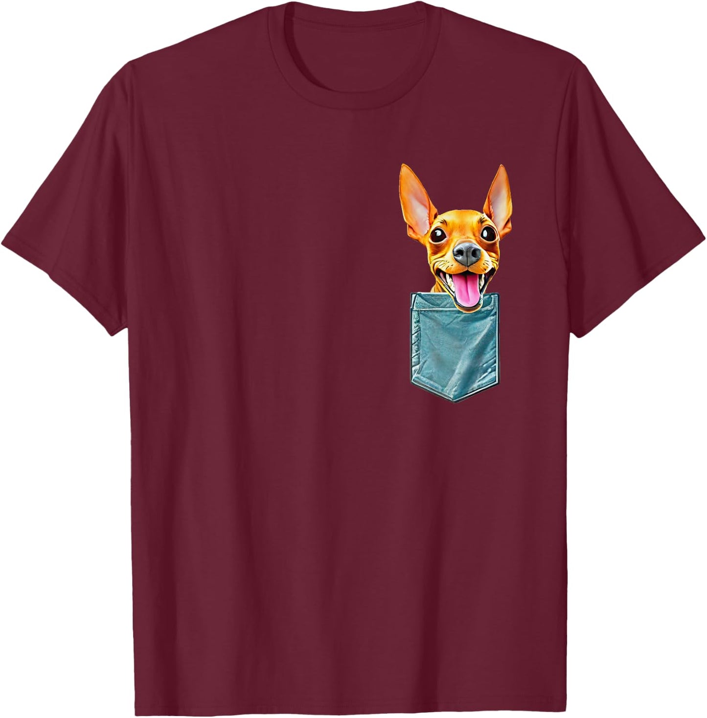 Minpin in pocket miniature pinscher min pin puppy dog mom da T-Shirt - T-Shirt | Maroon
