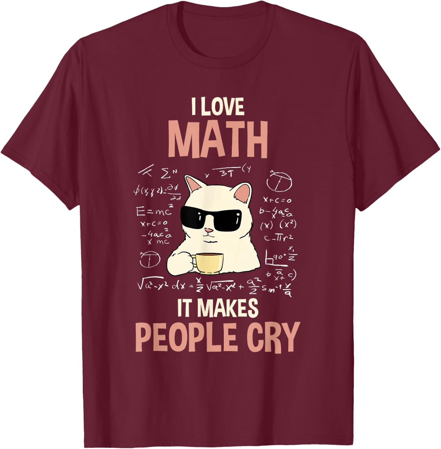 with German Text "Ich liebe Mathe es bringt Leute zum Weinen Lehr" [German Language], black T-Shirt - T-Shirt | Maroon