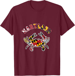 vintage maryland, Maryland State Flag Classy Blue Crab T-Shirt - T-Shirt | Maroon