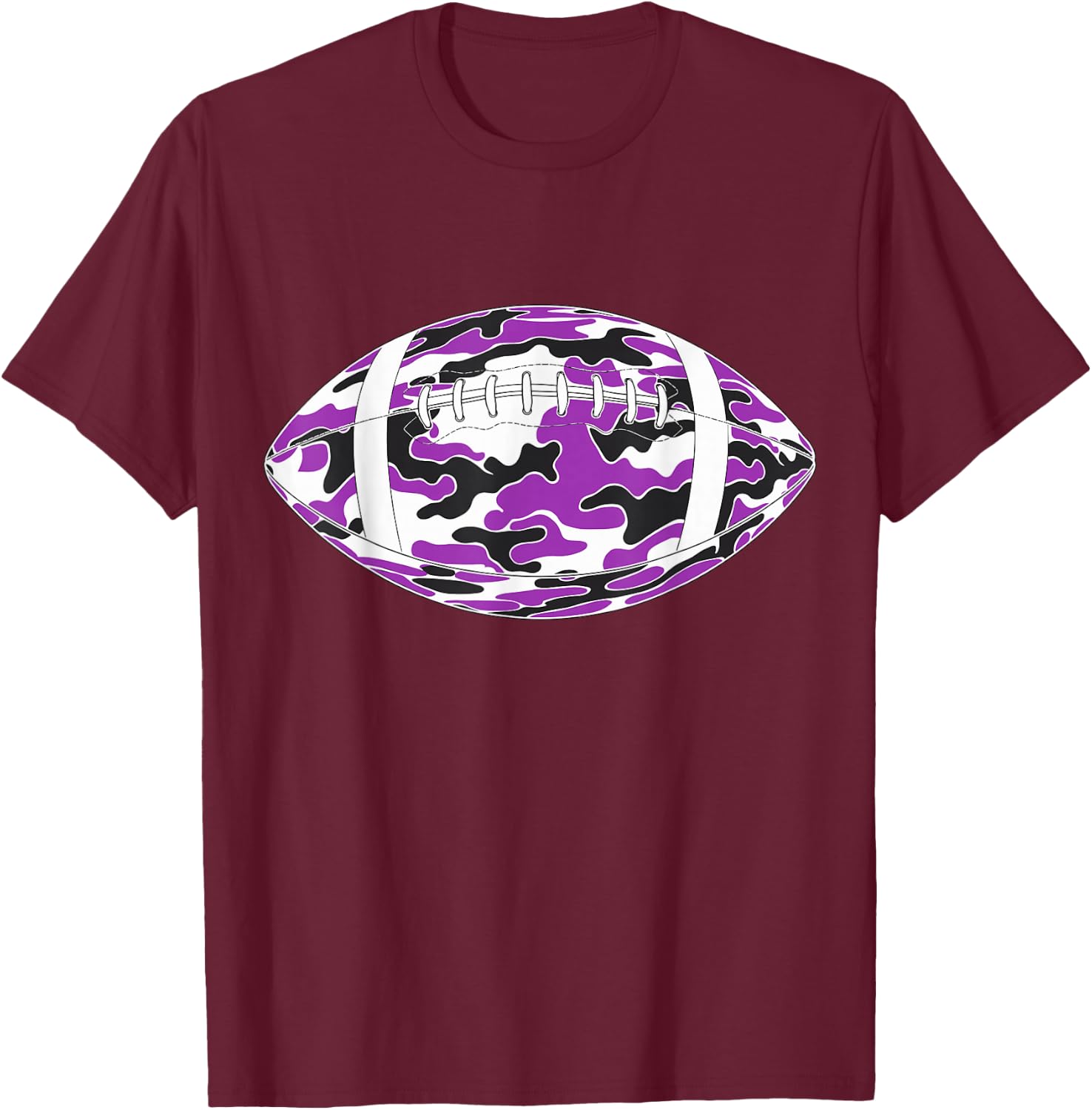Purple Camouflage American Football T-Shirt - T-Shirt | Maroon