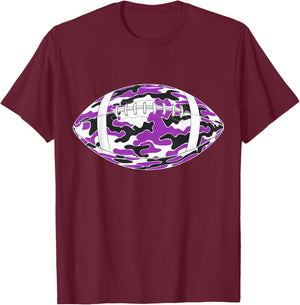 Purple Camouflage American Football T-Shirt - T-Shirt | Maroon