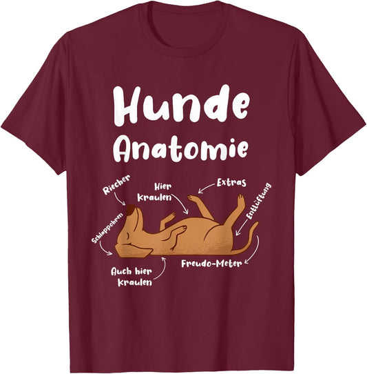 Dog Anatomy Dog Owners Funny Dog , black T-Shirt - T-Shirt | Maroon