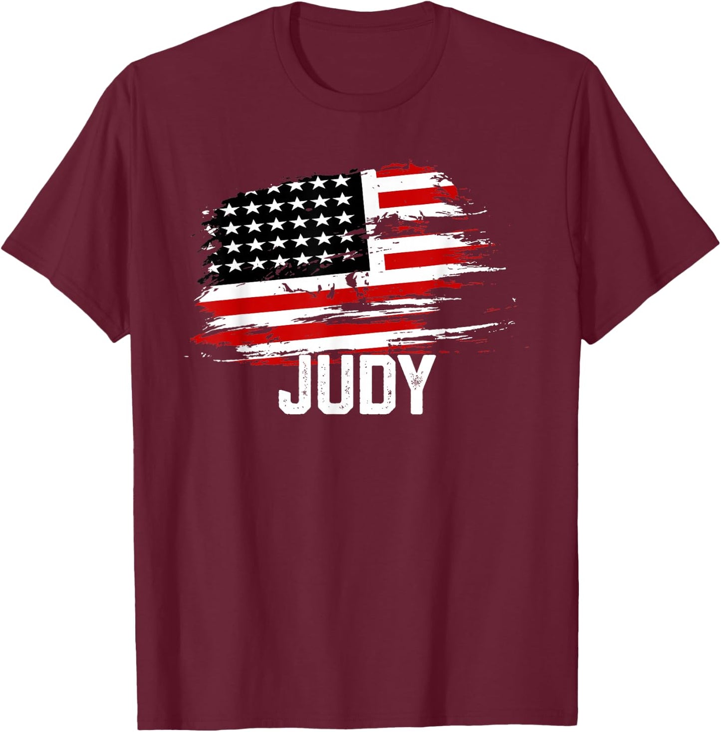 JUDY USA Flag Personalized 4th of July JUDY T-Shirt - T-Shirt | Maroon