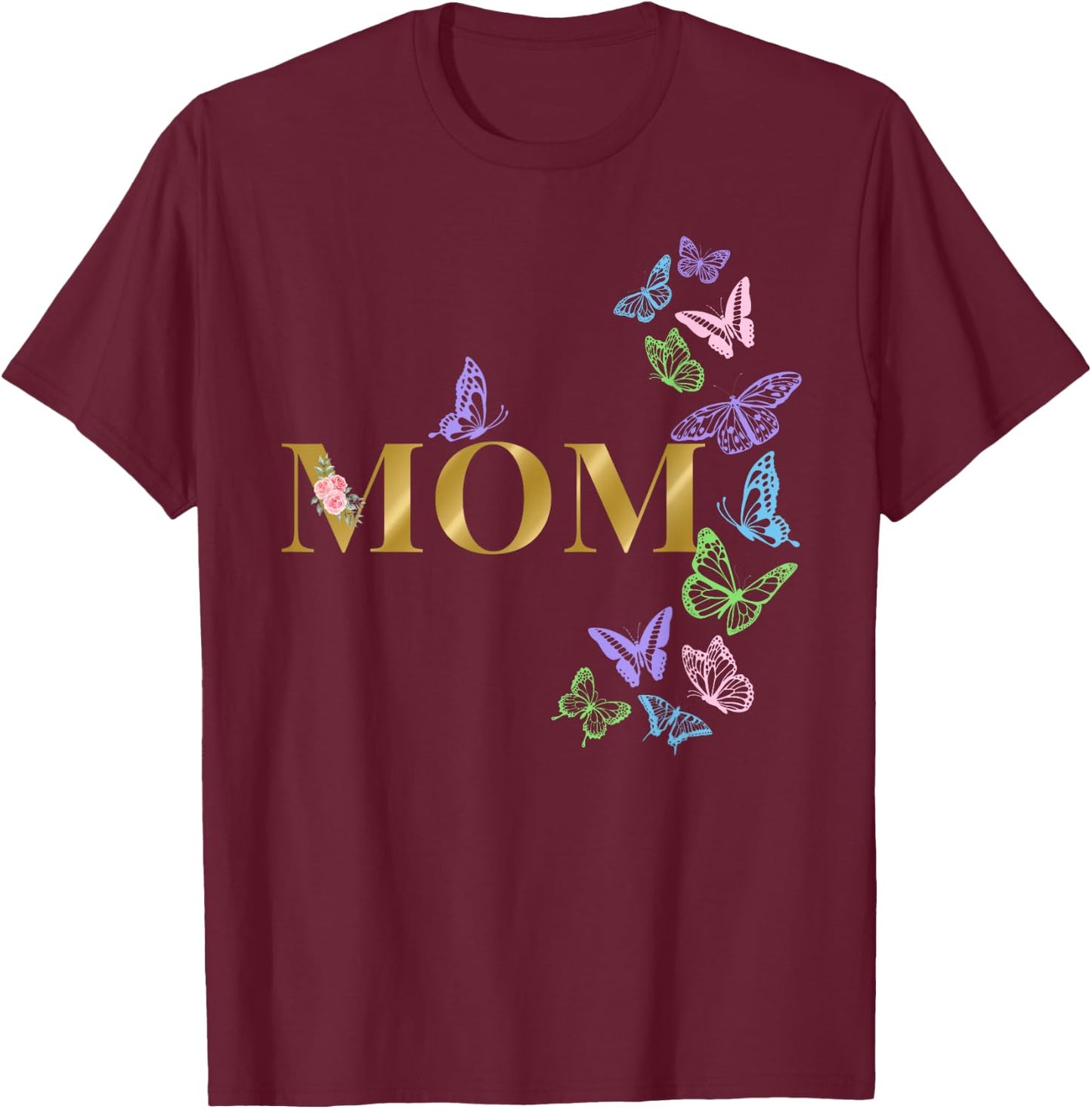 Mom of The Birthday Girl Butterfly Party Matching Family T-Shirt - T-Shirt | Maroon