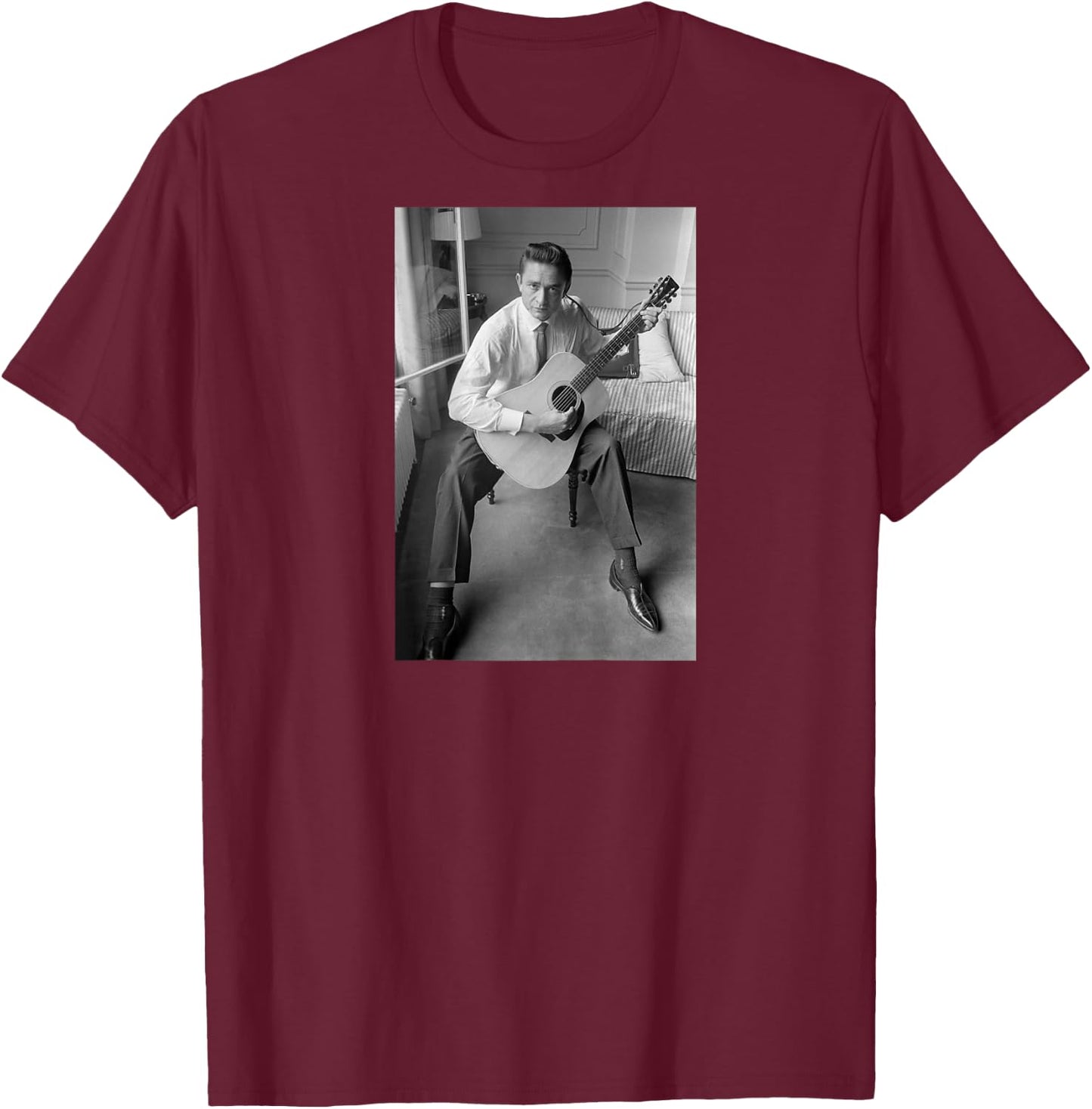 Singer Johnny Cash I Walk The Line Ring of Fire 1959 Raglan Baseball T-Shirt - T-Shirt | Maroon