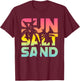 Sun Salt Sand Sommer Retro Bunt Fröhlich Urlaub Palm Tree , black T-Shirt - T-Shirt | Maroon