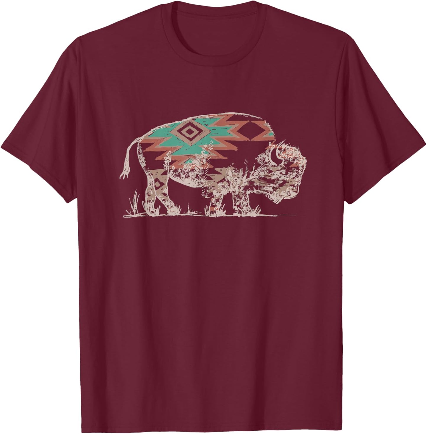 Buffalo Aztek T-Shirt - T-Shirt | Maroon