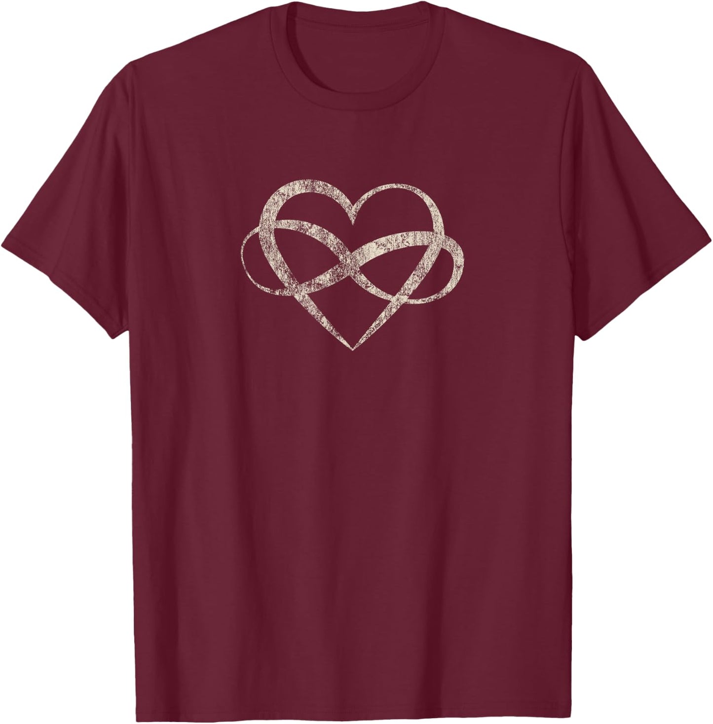 Infinite Love Infinity Heart Polyamory Vintage Aged T Shirt T-Shirt - T-Shirt | Maroon