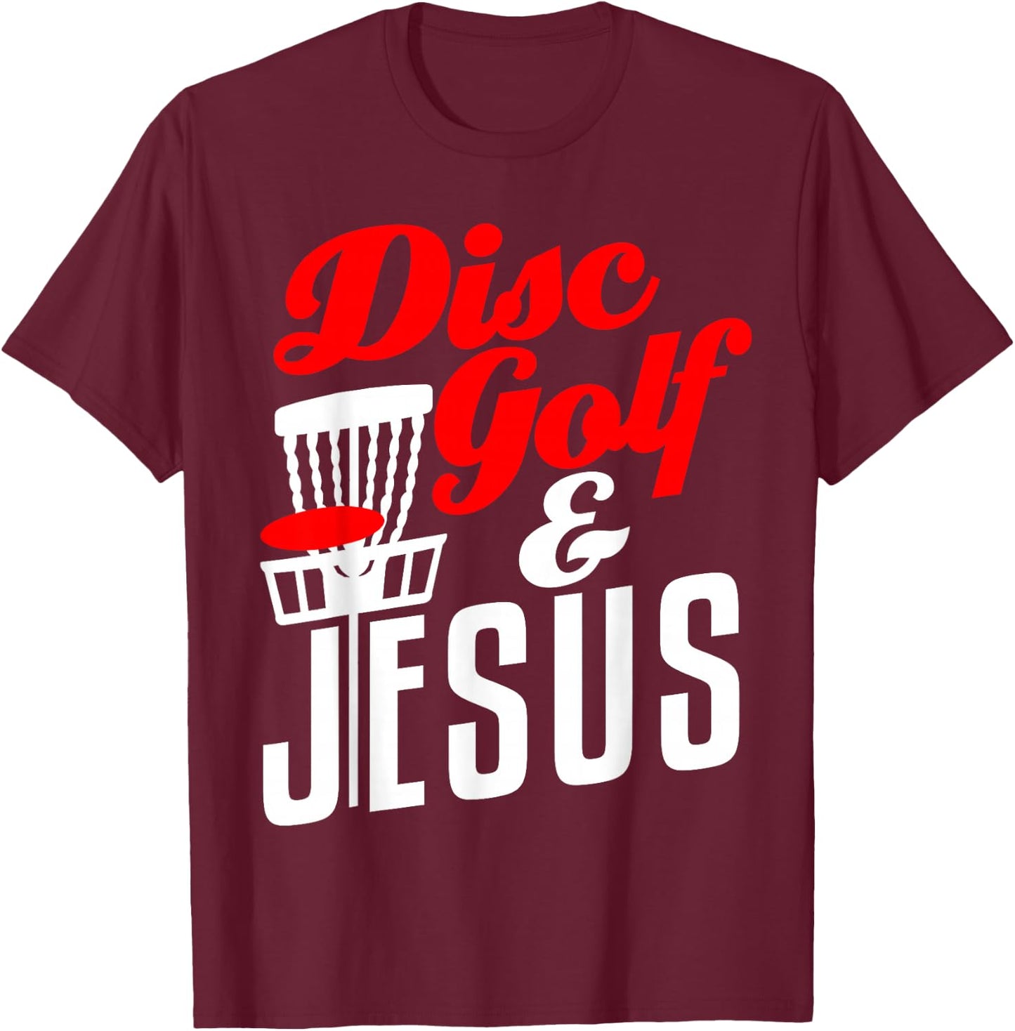 Disc Golf Jesus Christian Funny Golfing Golfer T-Shirt - T-Shirt | Maroon