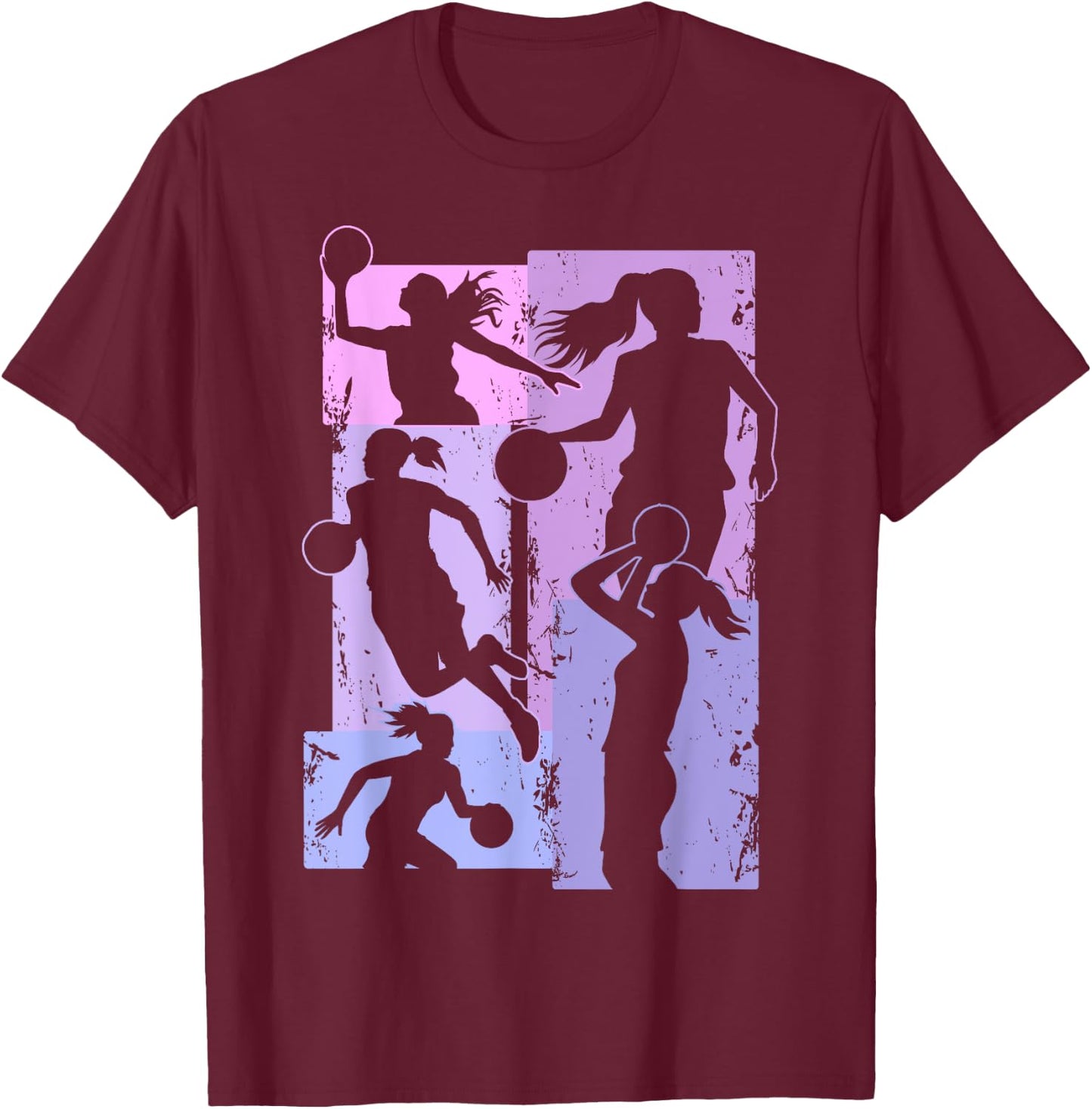 Basketball Basketball Girl Woman , Black, S T-Shirt - T-Shirt | Maroon