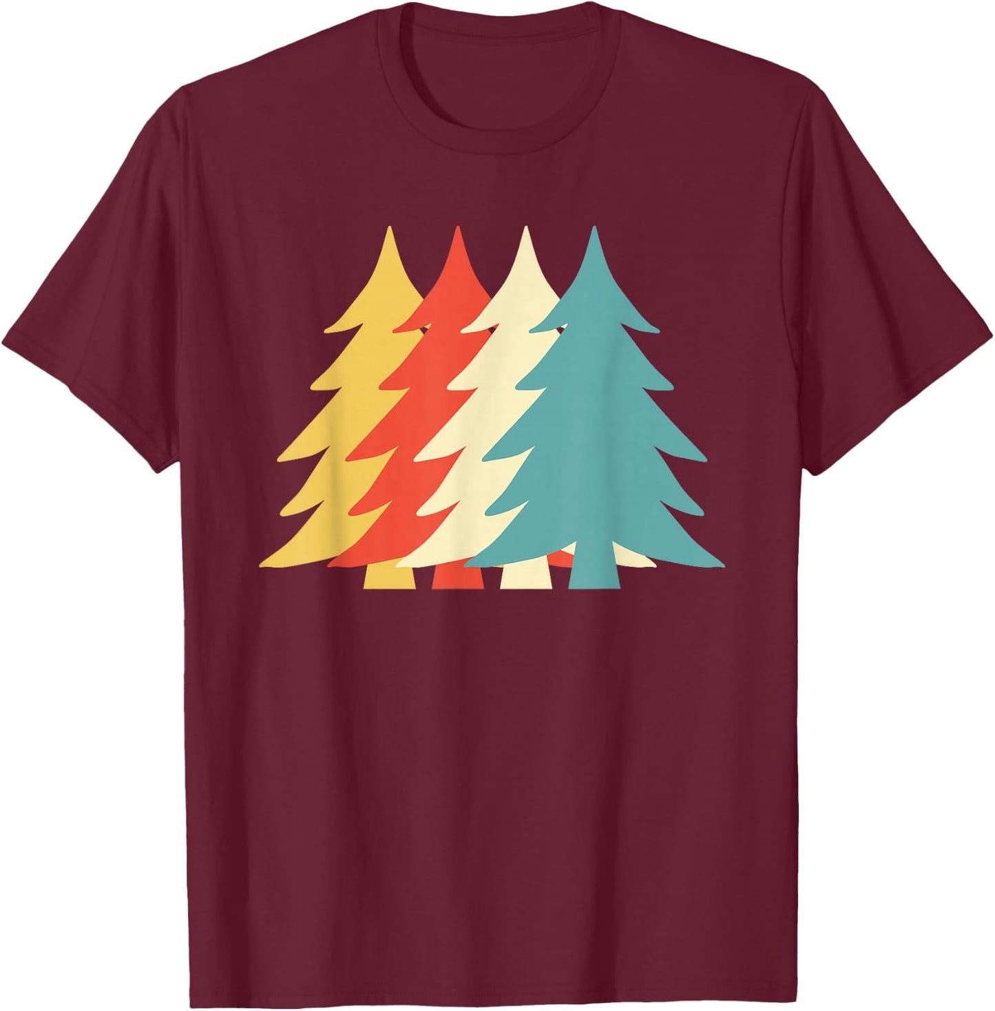 Vintage Christmas Tree Classic Retro Holiday Vibes Pinetree T-Shirt - T-Shirt | Maroon