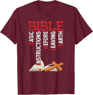 BIBLE Basic Instructions Before Leaving Christian T-Shirt - T-Shirt | Maroon