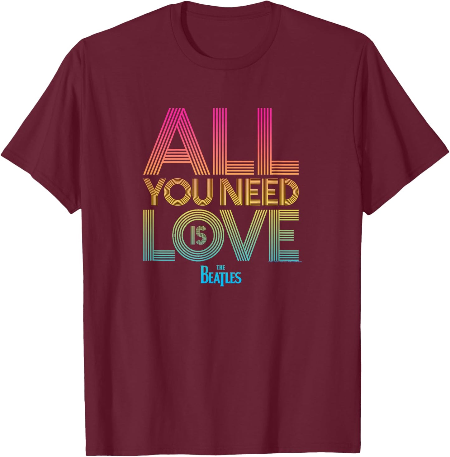 The Beatles All You Need is Love T-Shirt - T-Shirt | Maroon