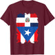 Dominican & Puerto Rican Flag Heritage Design T-Shirt - T-Shirt | Maroon
