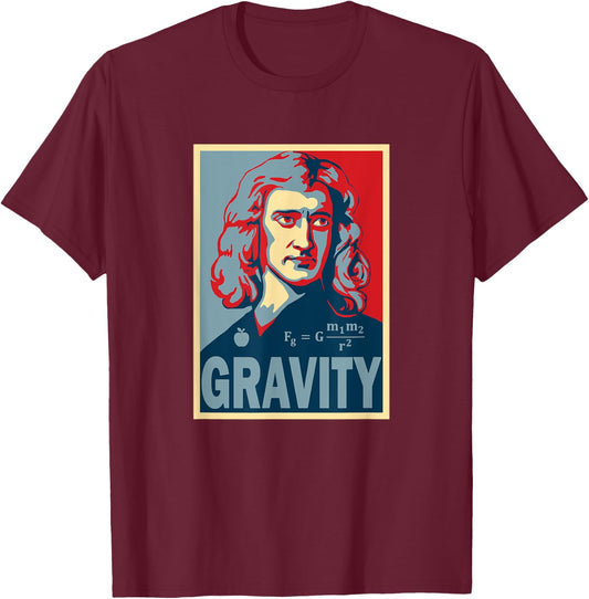 Isaac Newton Poster Style Pop Art T-Shirt - T-Shirt | Maroon