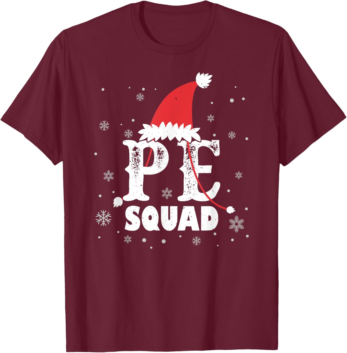 PE Squad Christmas PE Teacher Matching Xmas T-Shirt - T-Shirt | Maroon