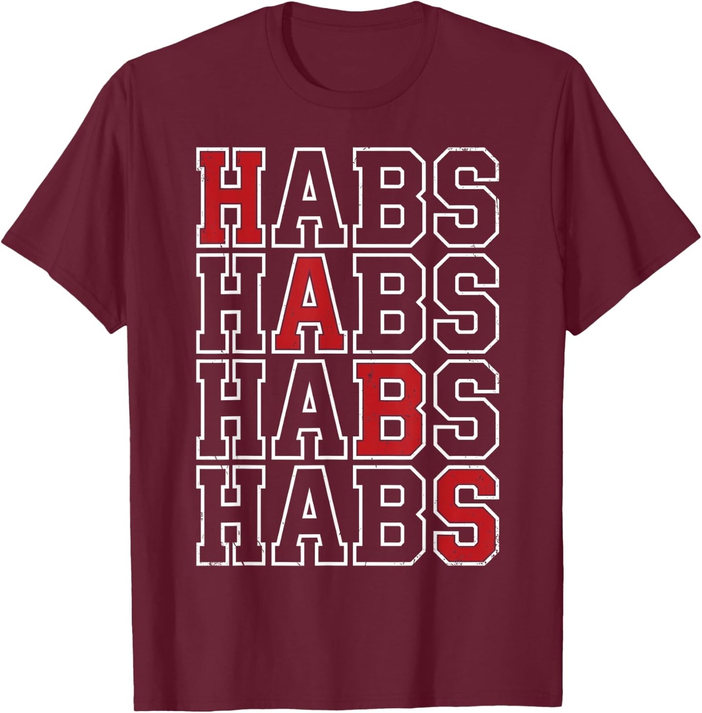 Habs Vintage Design Men Women Kids T-Shirt - T-Shirt | Maroon
