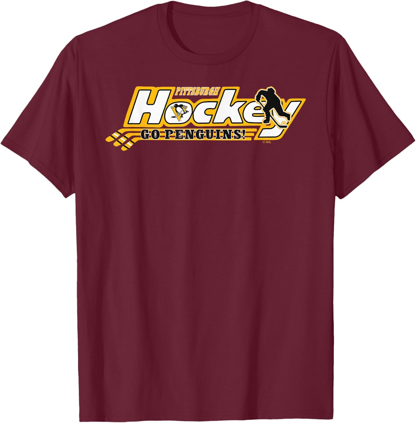 Pittsburgh Penguins Hockey Dark Heather Officially Licensed T-Shirt - T-Shirt | Maroon