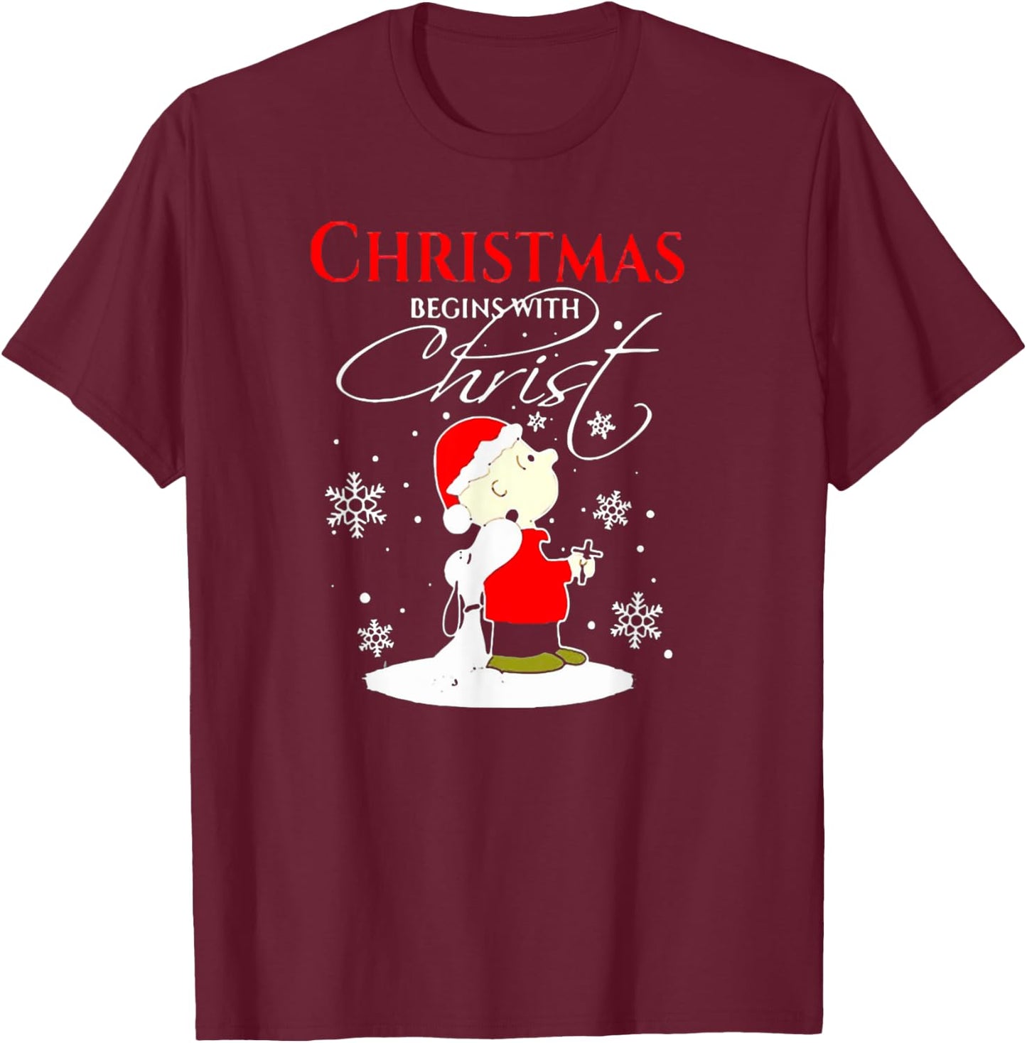 Christmas Begins With Christ Xmas Gift Holiday costume T-Shirt - T-Shirt | Maroon