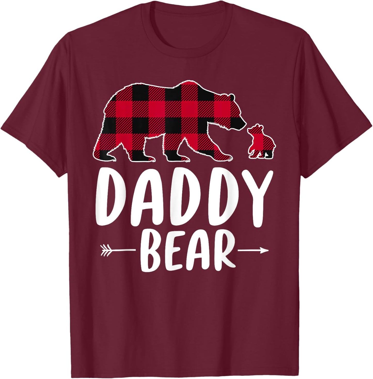 Daddy Bear Christmas Pajama Red Buffalo Plaid T-Shirt - T-Shirt | Maroon