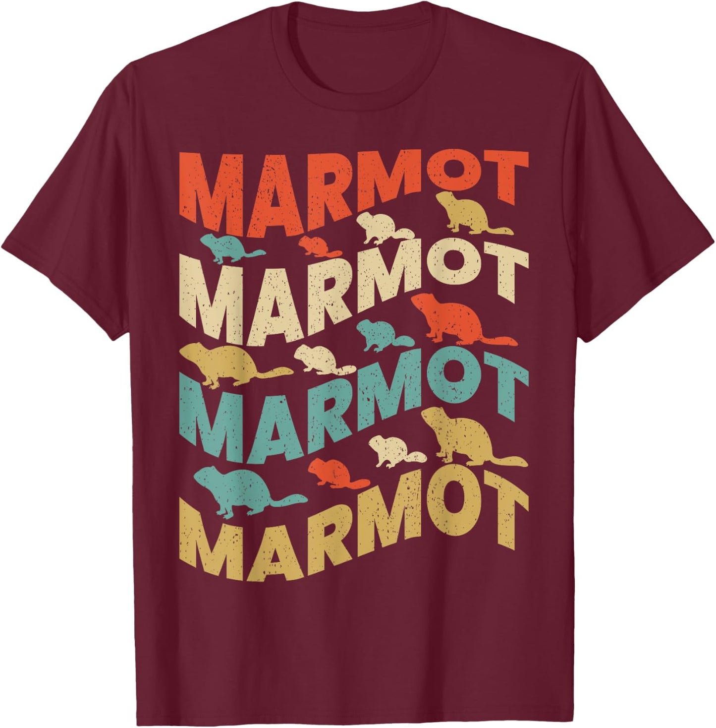 Vintage Marmot & MEN / MARMOT ANIMAL LOVER T-Shirt - T-Shirt | Maroon