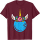 Bowling Ball Unicorn Head Cute Bowler Girls Kids Toddler T-Shirt - T-Shirt | Maroon