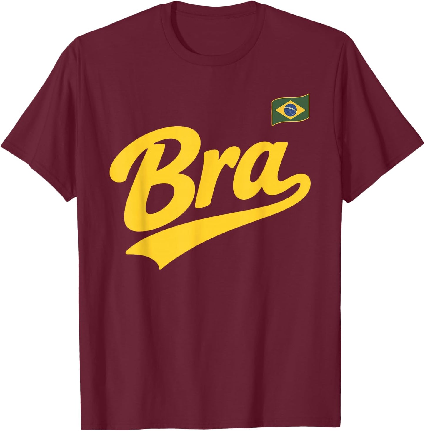 Brazil Vintage Script Fan T-Shirt - T-Shirt | Maroon