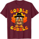 Cute Gobble Gobble Turkey Pilgrim Little Boys Thanksgiving T-Shirt - T-Shirt | Maroon