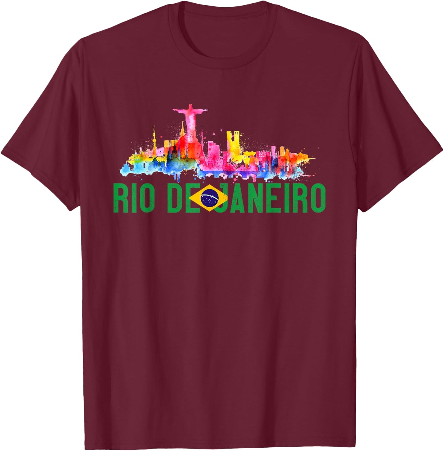 Rio De Janeiro Sugarloaf Mountain Christ The Redeemer Statue T-Shirt - T-Shirt | Maroon