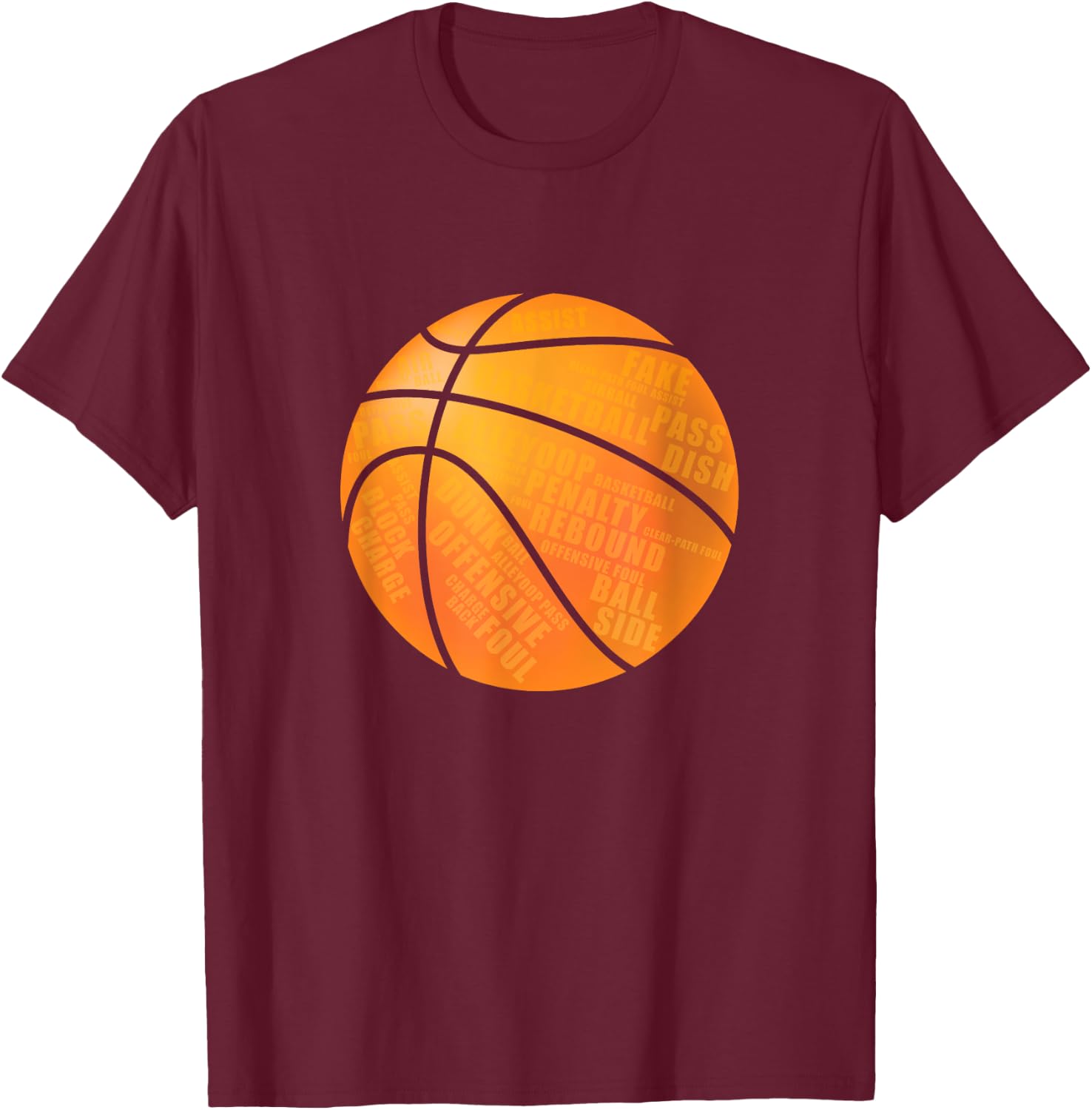 Basketball T Shirt With Basketball Terms On Them T-Shirt - T-Shirt | Maroon