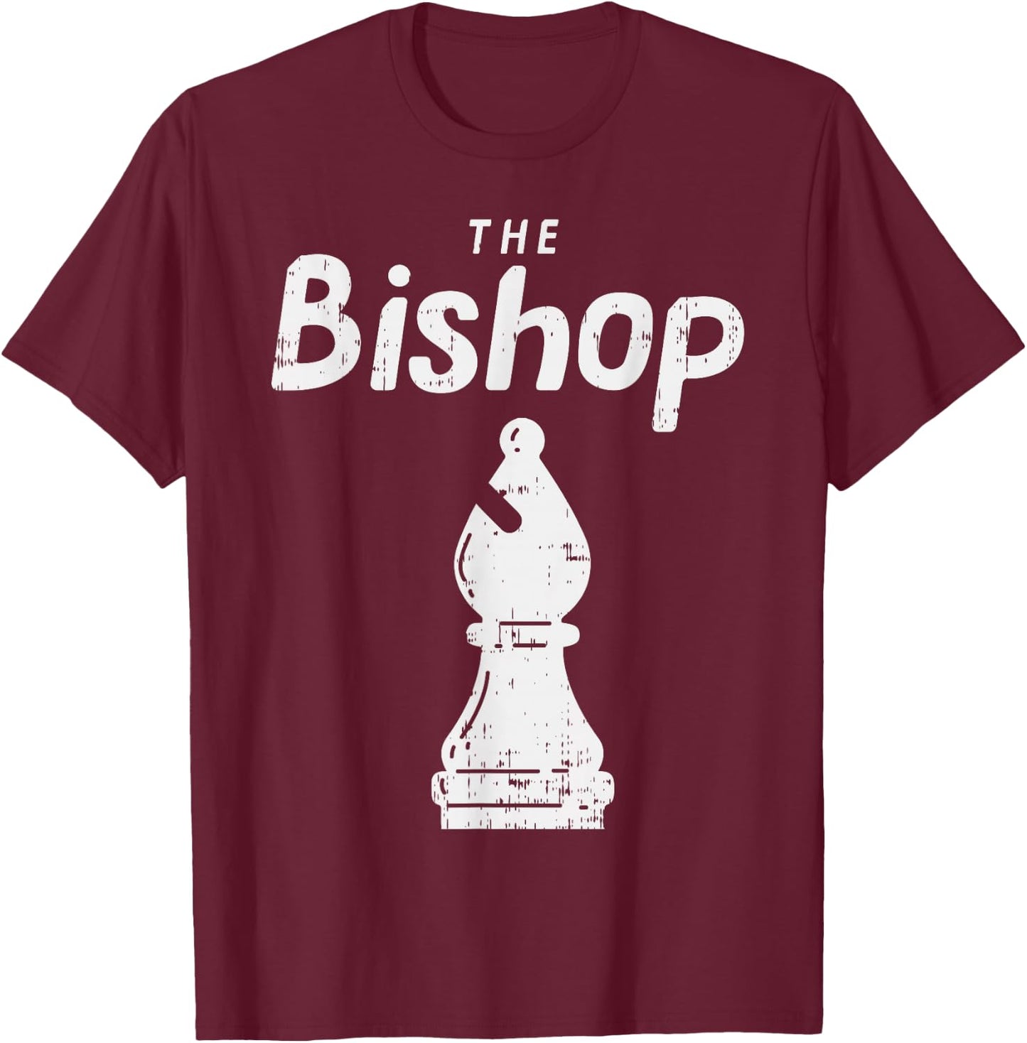 Chess Piece The Bishop Shirt Halloween Matching Costume T-Shirt - T-Shirt | Maroon