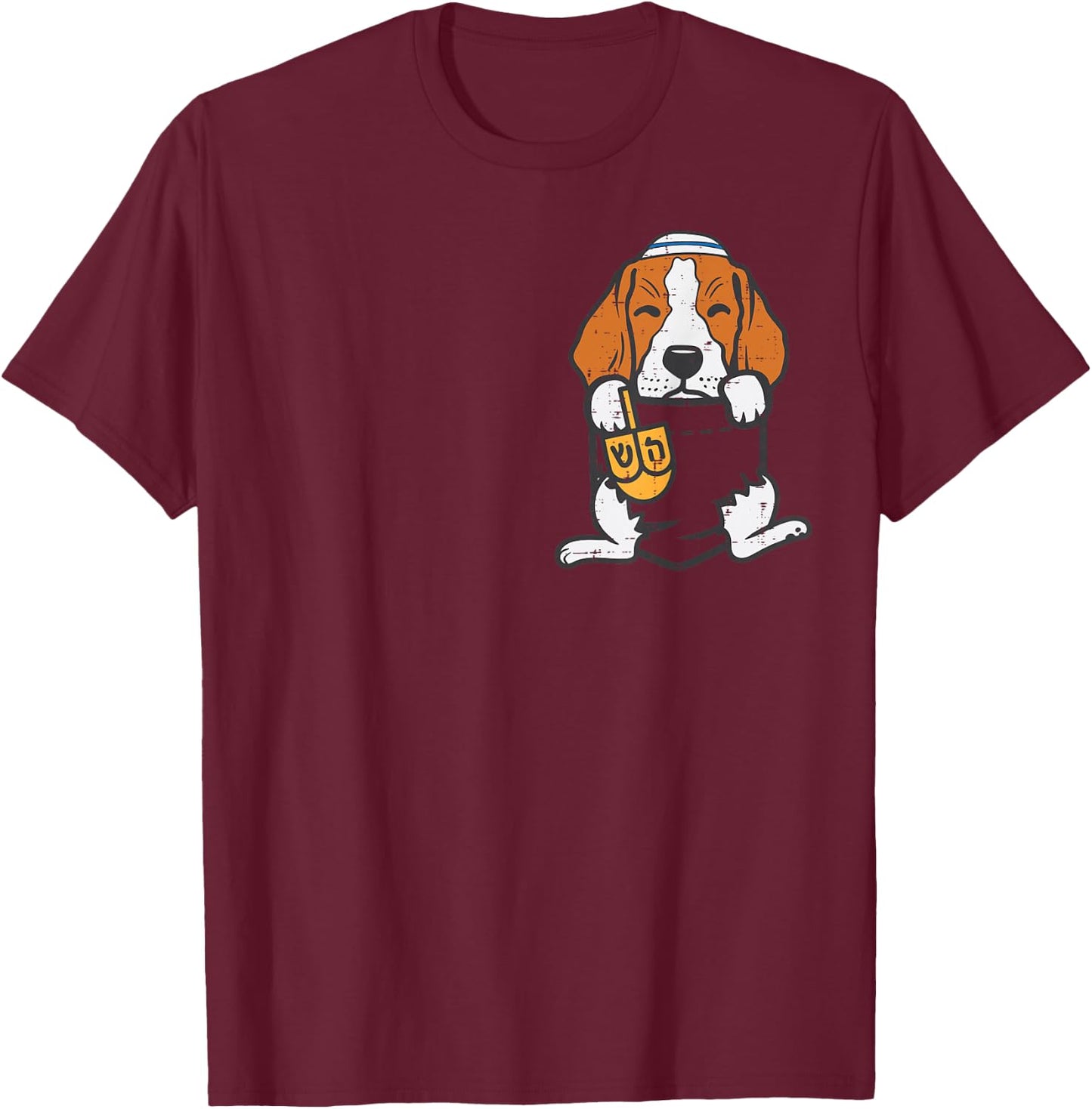 Jewish Pocket Dog Beagle Hanukkah Pajamas Chanukah PJs Women T-Shirt - T-Shirt | Maroon